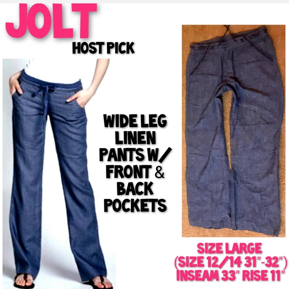 Jolt Linen Pants Chambray Drawstring Pocket Size Large